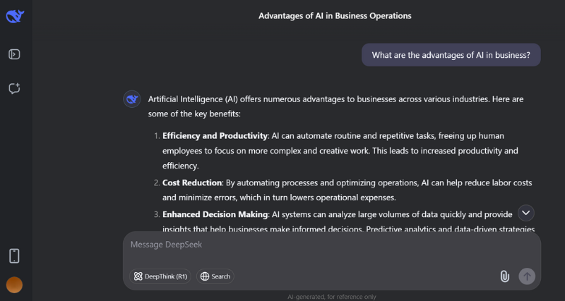 Deepseek AI Response