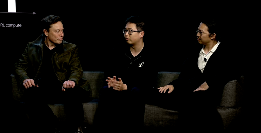 Musk wore a leather jacket and sat besides xAI leaders to launch Grok 4 (Credit: xAI)